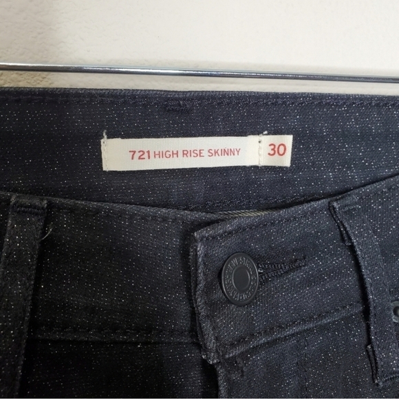 Levi's Black Glitter Metallic 721 High Rise Skinny Jeans - Picture 10 of 12